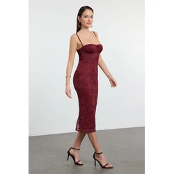 Trendyol Milla Ženska haljina Tpraw25El00120, Bordo