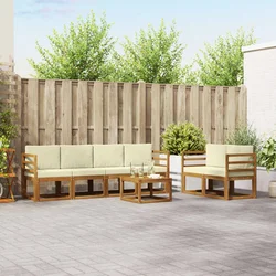 Set vanjskih sofa s jastukom 7 pcs Prirodna i krem