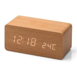 Stoni sat od bambusa sa integrisanim wireless punjenjem, micro USB kabal
