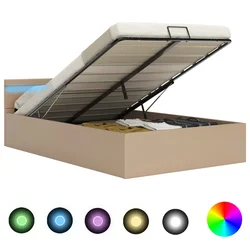 Hidraulični okvir za krevet LED boja cappuccina 160 x 200 cm