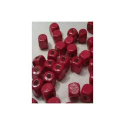 Drvena perla kocka 10 mm crvena