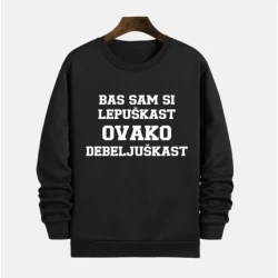 MAFIMI Muški duks Baš sam si lepuškast ovako debeljuškast, Crni