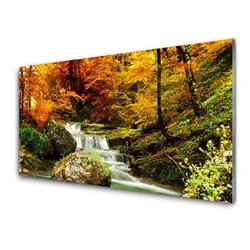 tulup.si Steklena slika Forest slap narava 140x70 cm 2 obešalnika