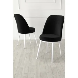 Hanah Home set trpezarijskih stolica Jaxe 8 kom, crna tkanina Babyface, bele metalne noge