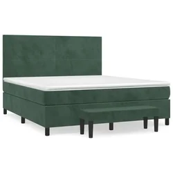 Vidaxl Box spring postelja z vzmetnico temno zelena 180x200 cm žamet