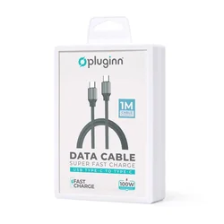 Data kabl Pluginn fast PD 100W Type C na Type C sivi 1m