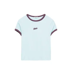 Pull&Bear Majica STWD svetlo modra / čokolada