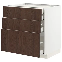 METOD / MAXIMERA Pod.elem.3front/2dnj/1srd/1vis.fiok, bela/Sinarp smeđa, 80x60 cm
