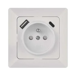Domača stenska vtičnica z USB-A in USB-C