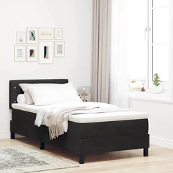 LED Box Spring Krevet s madracem Crna 90 x 200 cm Baršun
