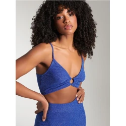 Sinsay - Crop top u stilu negližea - zumbul plava