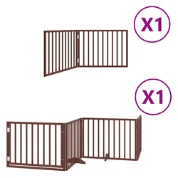 Vidaxl Ograda za pse z vrati zložljiva 6 panelov rjava 480 cm les