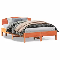 vidaXL vidaXL Posteljni okvir z vzglavjem voščeno rjava 150x200 cm borovina, (21111859)