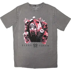 Sleep Token Majica Skulls & Flowers Stone Wash Unisex Grey S