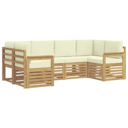 Set vanjskih sofa 5 pcs Bijela i Krem 245 x 128,5 x 73 cm