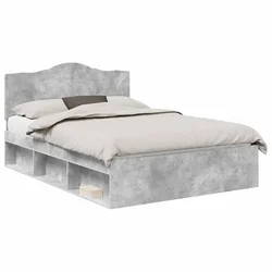Vidaxl Konstrukcija postelje Beton 140 x 190 cm Masivno borovo les