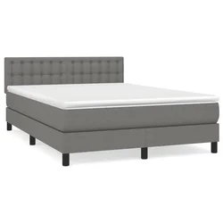 Vidaxl Box spring posteljni z vzmetnico temno siv 140x190 cm blago