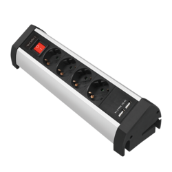 Logilink produžni kabl 4 mesta, 2 USB, prekidač, stalak, 1.5m, aluminium