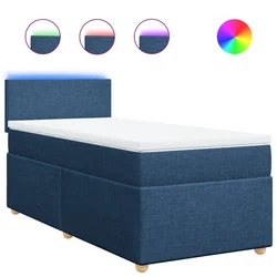 Vidaxl Box spring postelja z vzmetnico modra 100x200 cm blago