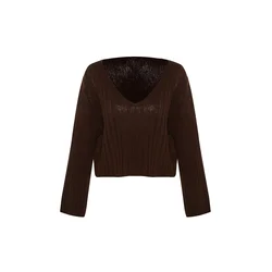 Trendyol Pulover temno rjava