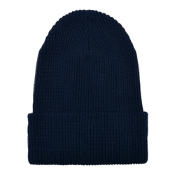 Recycled yarn beanie with ribbed knit in a nautical style