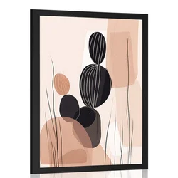 Plakat abstraktne botanične oblike kaktus - 60x90 silver