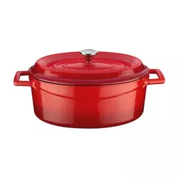Cast iron oval saucepan, 29 cm, Premium, red - LAVA