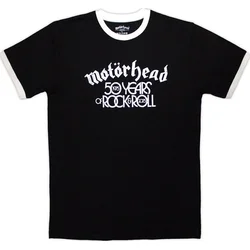 Motörhead Majica 50 Years Text Lock Up Ringer Unisex Black L
