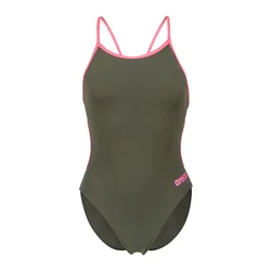 ARENA Enodelne kopalke LACE BACK SOLID  oliva / roza