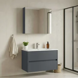 HANAH HOME Kupatilski ormarić sa umivaonikom i ogledalom (2 komada) Side 85 v2 807