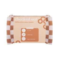 Framar Checked Out 100% Cotton Salon Towels Tan & White