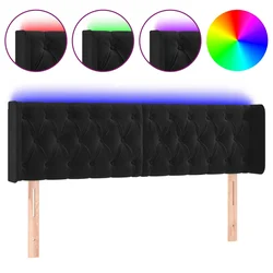 LED uzglavlje crno 163x16x78/88 cm baršunasto