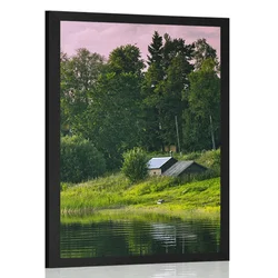 Plakat pravljične hiške pri reki - 40x60 silver