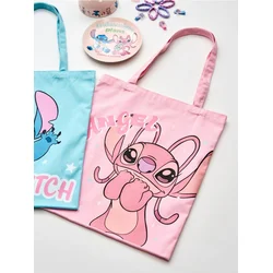 Sinsay - Platnena shopper torba sa printom Stitch - pastelno roze