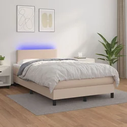 Krevet box spring madrac LED cappuccino 120x200cm umjetna koža
