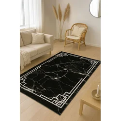 Conceptum Hypnose Tepih HM-CRP25-14, Pravougaoni, 160 x 230 cm, Crno-beli
