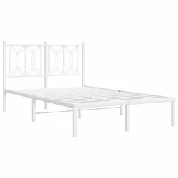 Vidaxl Kovinski posteljni okvir z vzglavjem bel 120x190 cm
