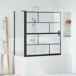 Ekran za kadu i tuš Crna i prozirna 116 x 68 x 128 cm