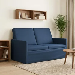 Vidaxl Dvosedenjski kavč Modra 130 x 81 x 82 cm Blago