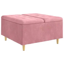 Otoman za pohranu s jastukom Ružičasta 80 x 80 x 45 cm Baršun