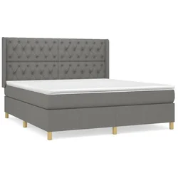 Vidaxl Box spring postelja z vzmetnico temno siva 160x200 cm blago