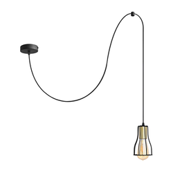 Luster na sajli TUBE LONG 1xE27/15W/230V crna/zlatna