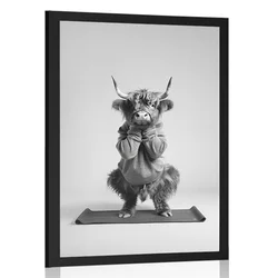 Plakat krava vadi jogo na podlogi - 20x30 black