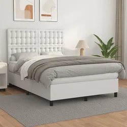 shumee Box spring postelja z vzmetnico bel 140x190 cm umetno usnje