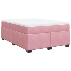 Vidaxl Box spring postelja z vzmetnico roza 140x200 cm žamet