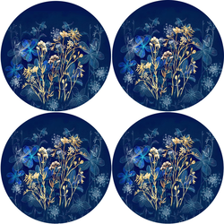 Bertoni Home Unisexs 4 Thick Round Table Pads Set Midnight Navy Blue