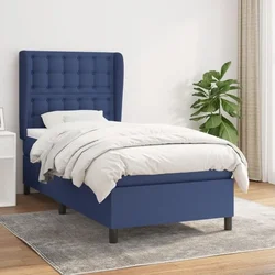 Greatstore Box spring postelja z vzmetnico modra 90x200 cm blago
