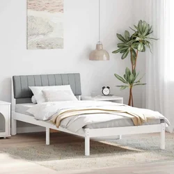 Okvir kreveta s uzglavljem Bijela i svijetlosiva 100 x 200 cm