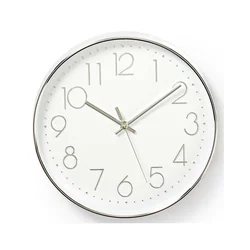 Nedis CLWA015PC30SR - Zidni sat 1xAA beli/srebrni