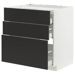 METOD / MAXIMERA Pod.elem.grej.ploča/3front/3fiok, bela/Nickebo boja antracita, mat, 80x60 cm